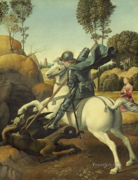 Rafael Painting - San Jorge y el Dragón Maestro del Renacimiento Rafael